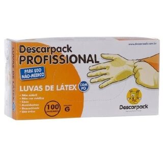 Luva de Látex Não Estéril Descarpack com pó, G, 100 unidades