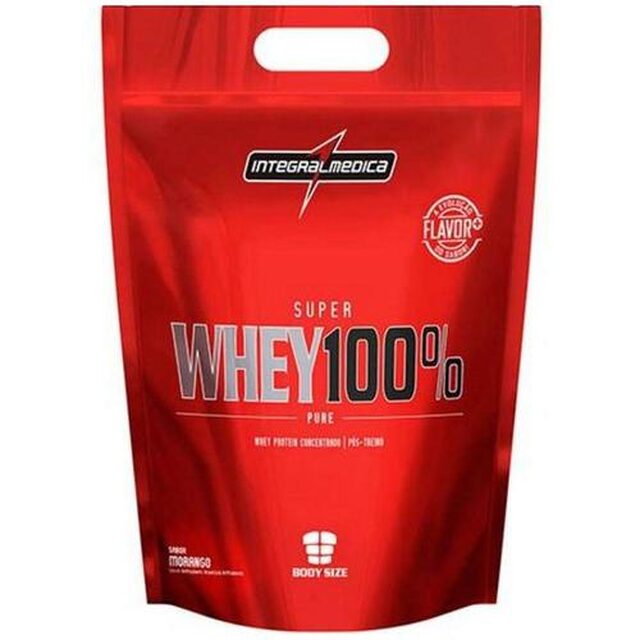 Whey 100% Pure Integralmédica morango, refil com 907g