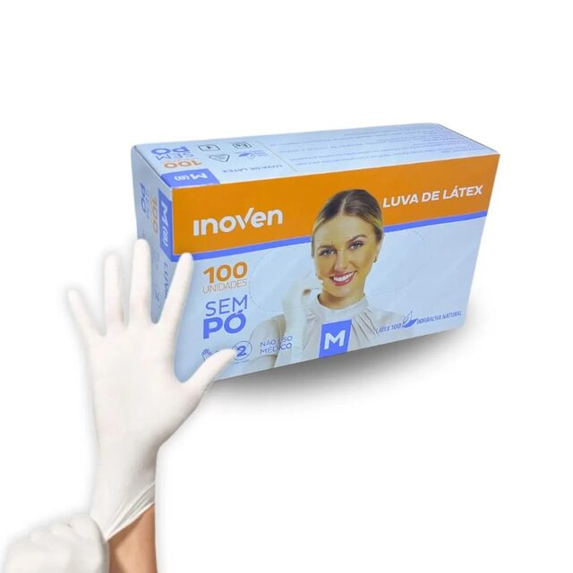 Luva Latex Descartavel sem Po - Inoven - 100 Unidades M