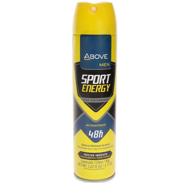 Desodorante Antitranspirante Above Men sport energy, aerossol com 150mL