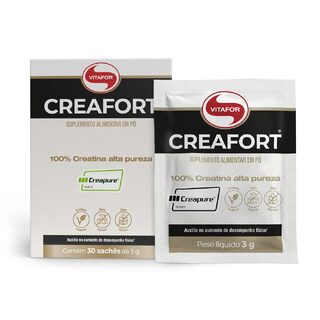 Creatina Creafort Vitafor 100% Creapure, caixa com 30 sachês de 3g