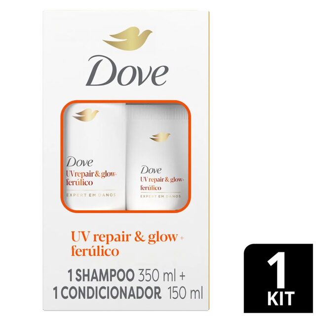 Kit Dove UV Repair & Glow + Ferúlico Shampoo 350ml + Condicionador 150ml