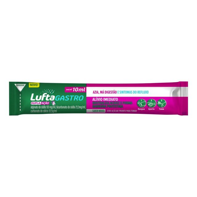 LuftaGastro Dupla Ação Menta, 1 sachê com 10mL