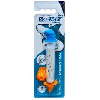Seringa Infantil para Lavagem Nasal Agaplastic NoseWash 6+ meses, tubarão, 1 unidade com capacidade de 10mL + adaptador, sortido com 2 unidades