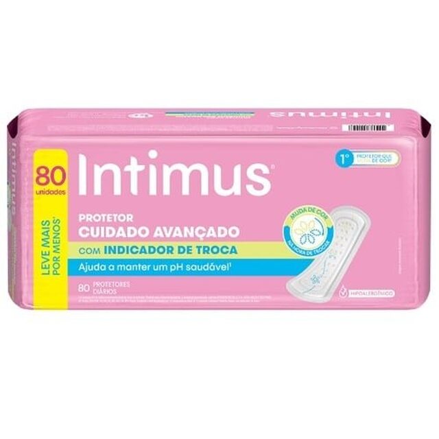Protetor Diário com Indicador de Troca Intimus Cuidado Avançado pacote com 80 unidades