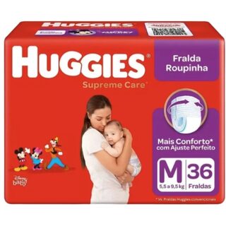 Fralda Roupinha Huggies Supreme Care Disney Baby M, pacote com 36 unidades