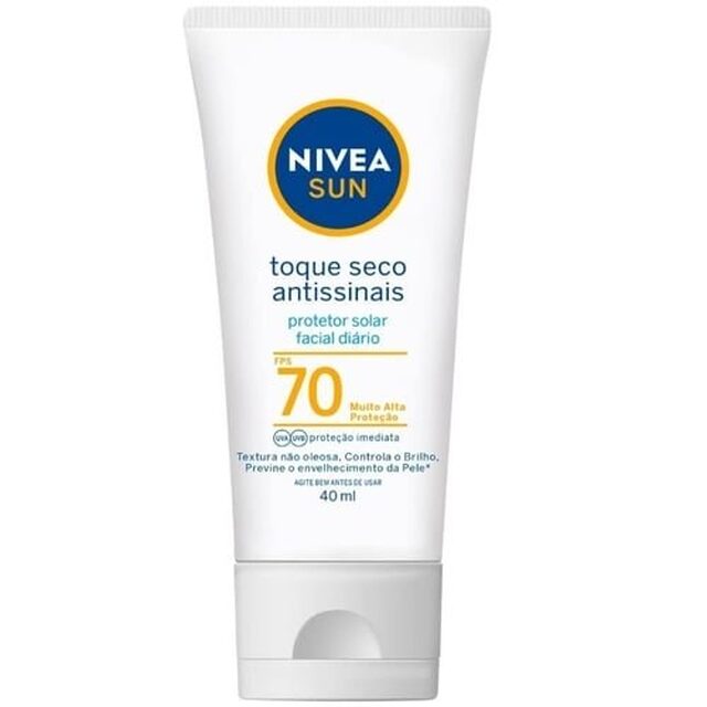 Protetor Solar Facial Nivea Sun Toque Seco Antissinais FPS 70 com 40mL