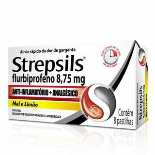 Strepsils 8,75mg, caixa com 8 pastilhas, mel e limão