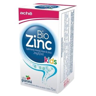 BioZinc Kids 2mg/0,5mL, frasco com 75 mL de xarope infantil, sabor guaraná