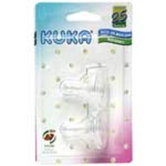 Bico para Mamadeira Kuka 6+ meses, universal, transparente com 2 unidades, ref.5025