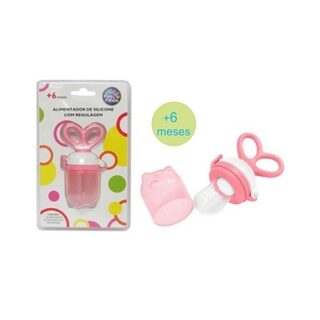Alimentador Infantil Pais e Filhos 6+ meses, silicone com regulagem, rosa