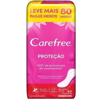 Protetor Diário Carefree Proteção-1 com perfume, pacote com 80 unidades