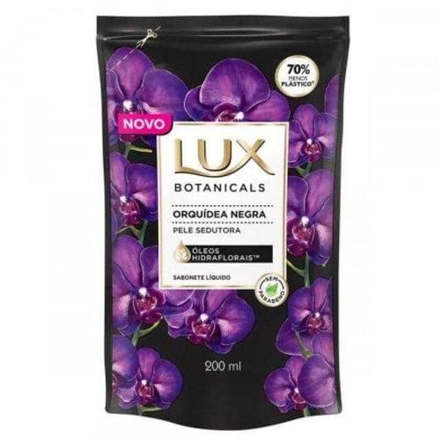 Sabonete Corporal Glicerinado Lux Botanicals Orquídea Negra refil, líquido com 200mL