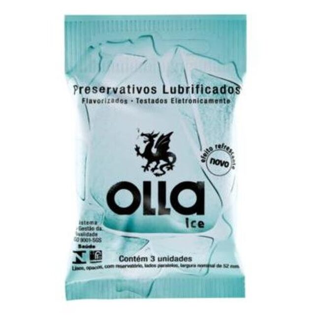 Preservativo Olla ice, pacote com 3 unidades