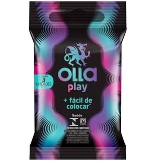 Preservativo Olla play, pacote com 3 unidades