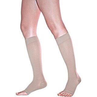 Meia 3/4 Sigvaris Basic 20-30mmHg G normal (G2), ponteira aberta, bege