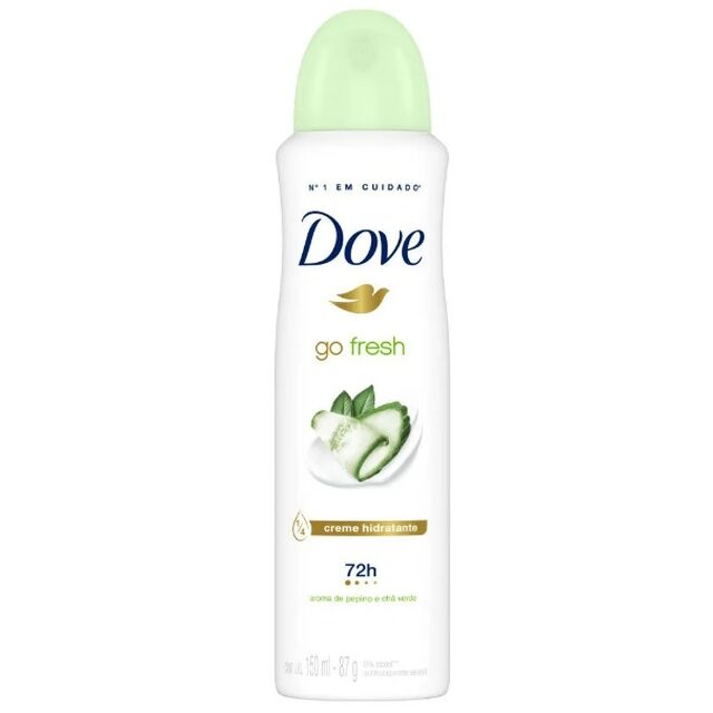 Desodorante Antitranspirante Dove Go Fresh Pepino e Chá Verde aerossol, 1 unidade com 150mL