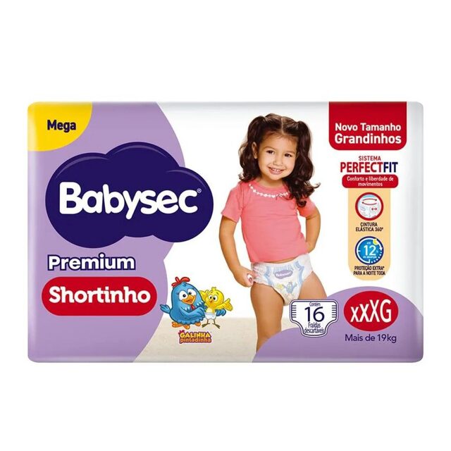 FRALDA BABYSEC SHORTINHO XXXG 16 UNIDADES