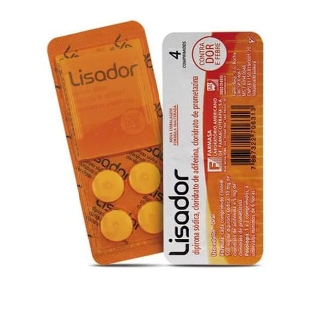 Lisador 500mg + 5mg + 10mg, blíster com 4 comprimidos