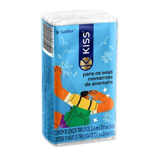 Lenço de Papel Kiss Folha Tripla, 10 unidades