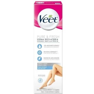 Creme Depilatório Corporal Veet Pure & Fresh Pele Delicada 1 unidade com 100mL + espátula