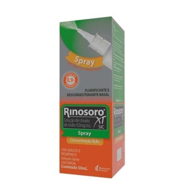 Rinosoro XT SIC 0,9%, caixa com 1 frasco spray com 50mL de solução de uso nasal