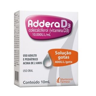 Addera D3 Gotas 400UI/gota (10.000UI/mL), caixa com 1 frasco com 10mL de solução de uso oral
