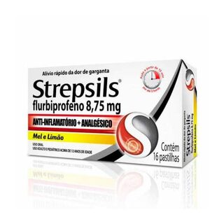 Strepsils 8,75mg, caixa com 16 pastilhas, mel e limão