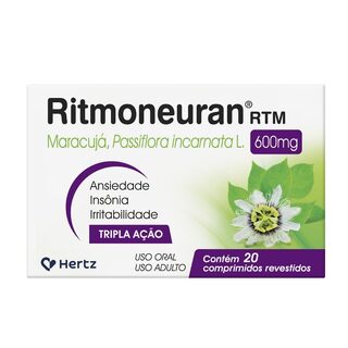 Ritmoneuran RTM 600mg, caixa com 20 comprimidos revestidos