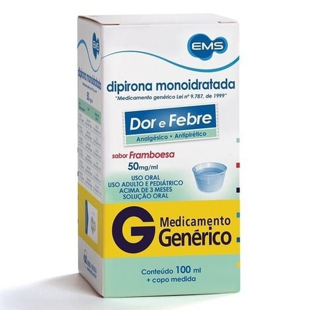 Dipirona Monoidratada Solução Oral EMS 50mg/mL, frasco com 100mL