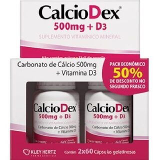 CalcioDex + D3 Kley Hertz, 2 frascos com 60 cápsulas cada