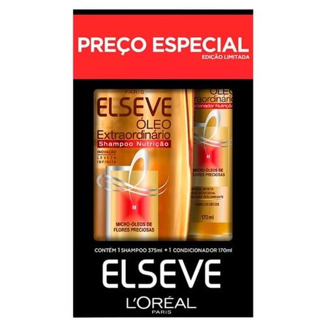 Kit Elseve Óleo Extraordinário Nutrição shampoo com 375mL + condicionador com 170mL, preço especial
