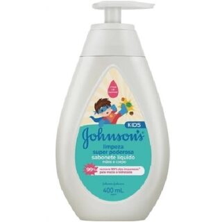 Sabonete para Mãos e Corpo Johnson's Kids Limpeza Super Poderosa líquido com 400mL
