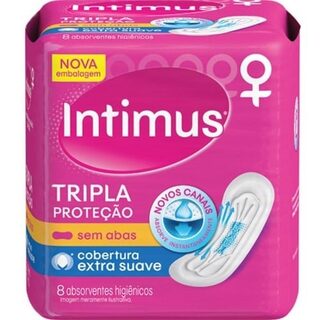 Absorvente Intimus Tripla Proteção sem abas, suave com 8 unidades