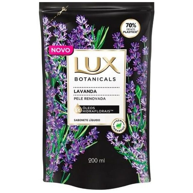 Sabonete Corporal Glicerinado Lux Botanicals Lavanda refil, líquido com 200mL