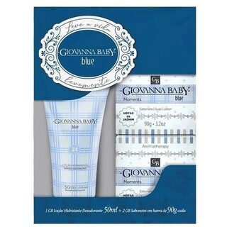 Kit Giovanna Baby Eterno Encanto Blue loção hidratante, 1 unidade com 50mL + sabonete, barra, 2 unidades com 90g cada