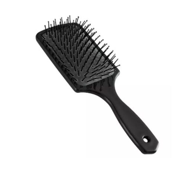 Escova para Cabelo Bellesa Basic almofadada, quadrada, preta, ref.0571-B