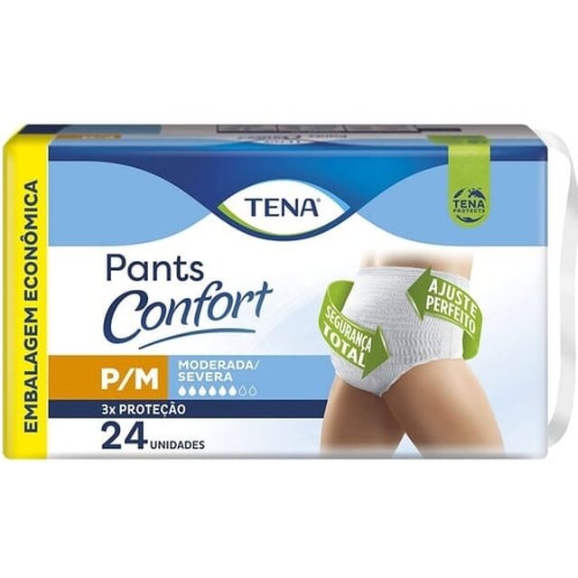 Roupa Íntima Descartável Tena Pants Confort P/M, pacote com 24 unidades