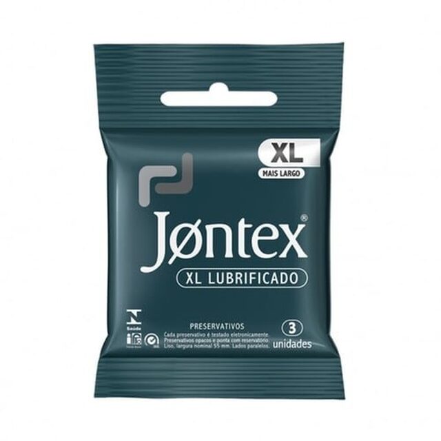 Preservativo Jontex XL, lubrificado, pacote com 3 unidades