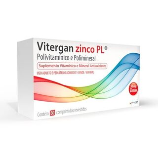 Vitergan Zinco PL caixa com 30 comprimidos revestidos