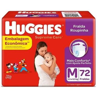 Fralda Roupinha Huggies Supreme Care Disney Baby M, pacote com 72 unidades