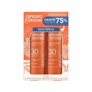 Kit Protetor Solar Corporal Cenoura & Bronze FPS 30 Spray Aerossol, 2 unidades com 200mL cada