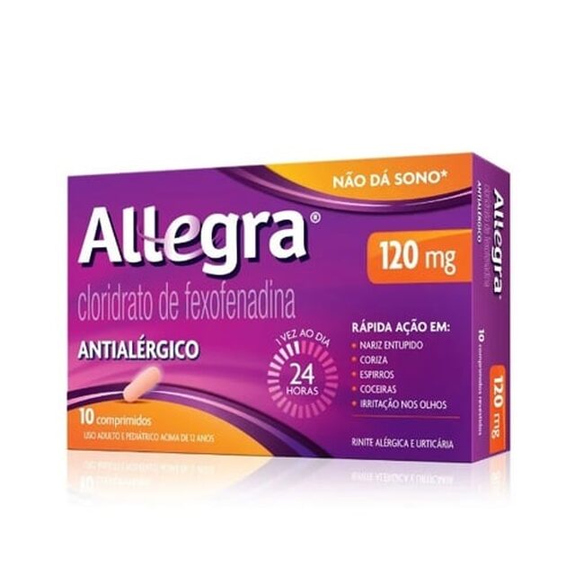 Allegra 120mg, caixa com 10 comprimidos revestidos