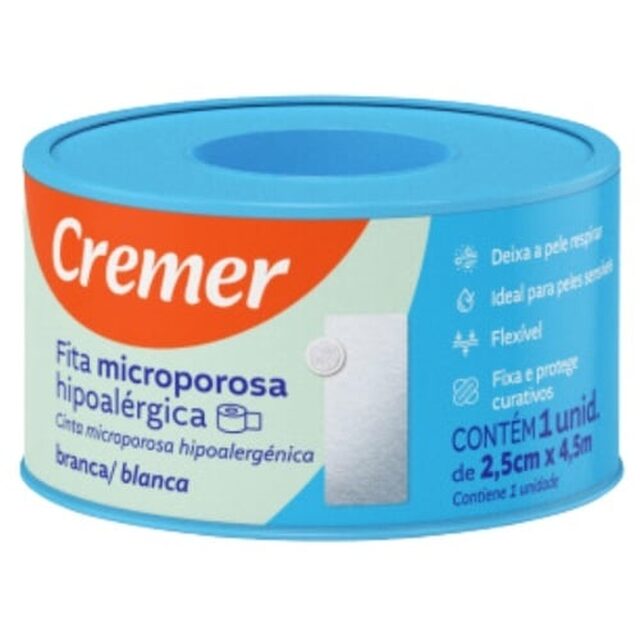 Fita Microporosa Cremer branca com 2,5cm x 4,5m