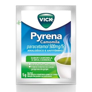 Vick Pyrena 500mg/5g, 1 envelope com 5g de pó para solução oral, sabor camomila e erva-cidreira