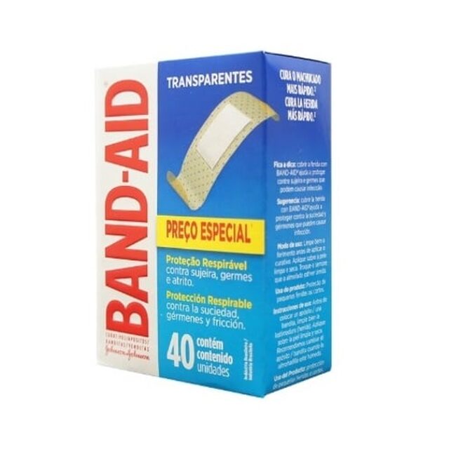Curativos Band-Aid respirável, transparente com 40 unidades