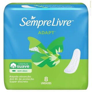 Absorvente Sempre Livre Adapt sem abas, suave, pacote com 8 unidades