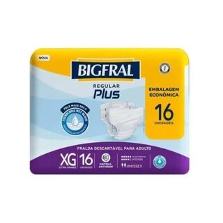 Fralda Geri谩trica Bigfral Regular Plus XG, pacote com 16 unidades
