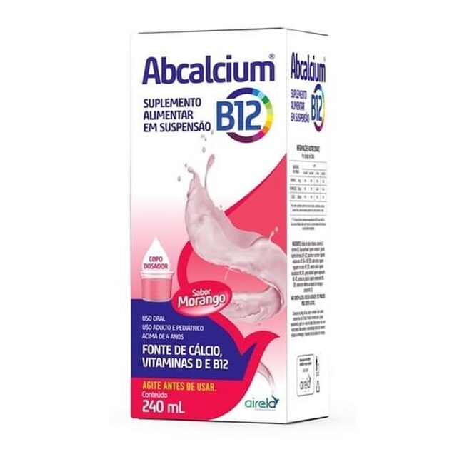 Abcalcium B12 caixa com 1 frasco com 240mL de suspensão de uso oral, sabor morango