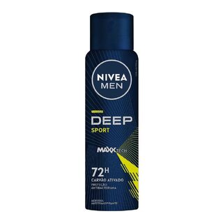 Desodorante Antitranspirante Aerosol Nivea Men Deep Sport MaxxTech Carvão Ativado Masculino 72h 150ml